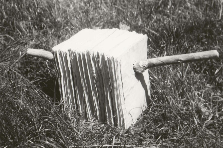 Marian Palla, Něco II, 1990, papír a dřevo, 50x23 cm